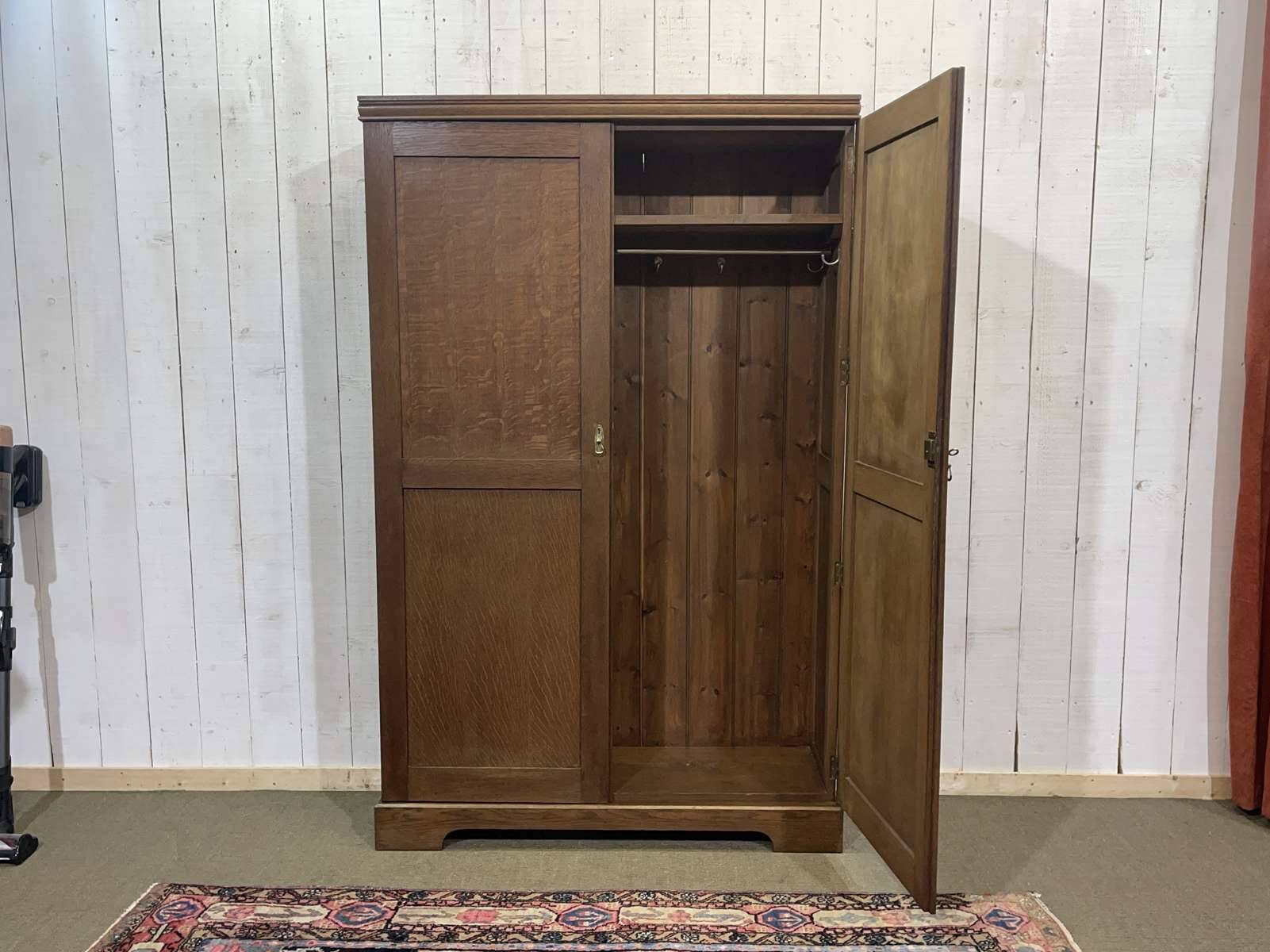 English oak wardrobe from the early 20th century.
