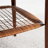 Midcentury Danish round coffee table in teak and cane by Johannes Andersen for Silkeborg 1960s