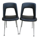 Pair of office chairs in chromed metal and skaï, 60s