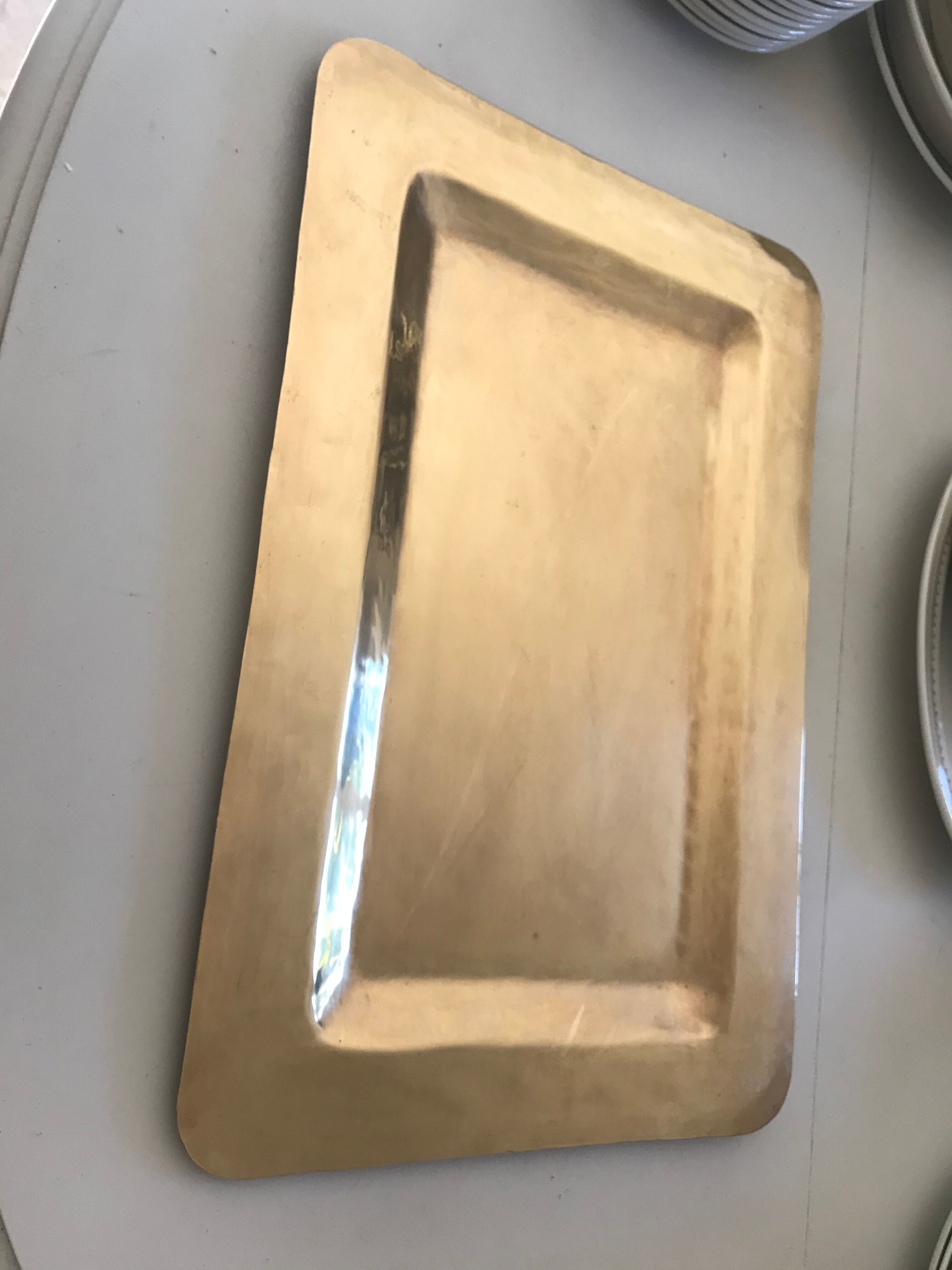 Vintage brass rectangular tray