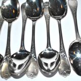 Set of 12 ercuis soup spoons in silver metal - marly rocaille decoration 20.5cm