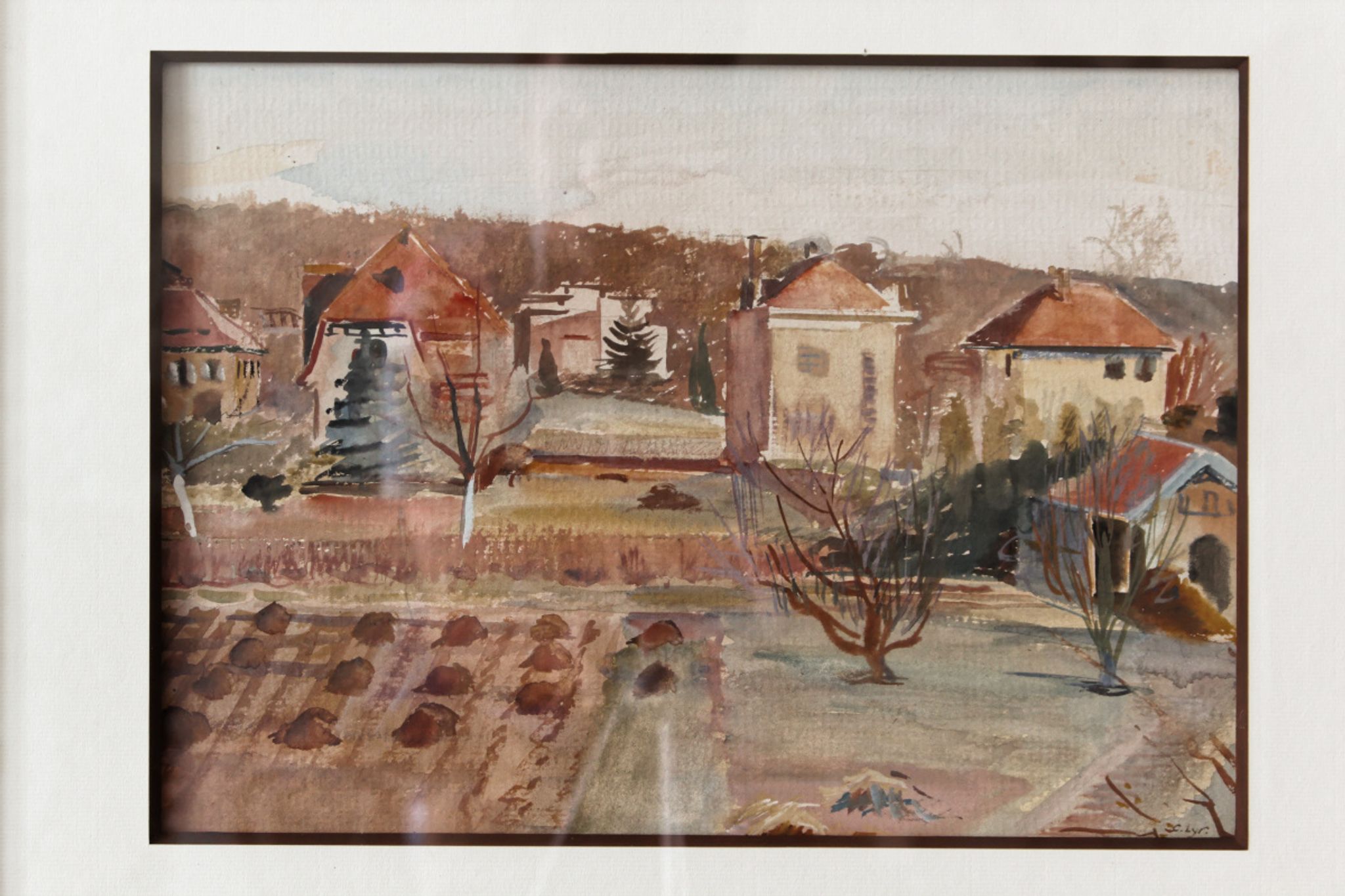 Watercolor Claude Lyr, My garden at Easter