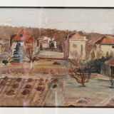 Watercolor Claude Lyr, My garden at Easter