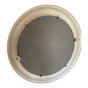 Round Beige and Coral Plastic Wall Mirror from the 70s-80s
