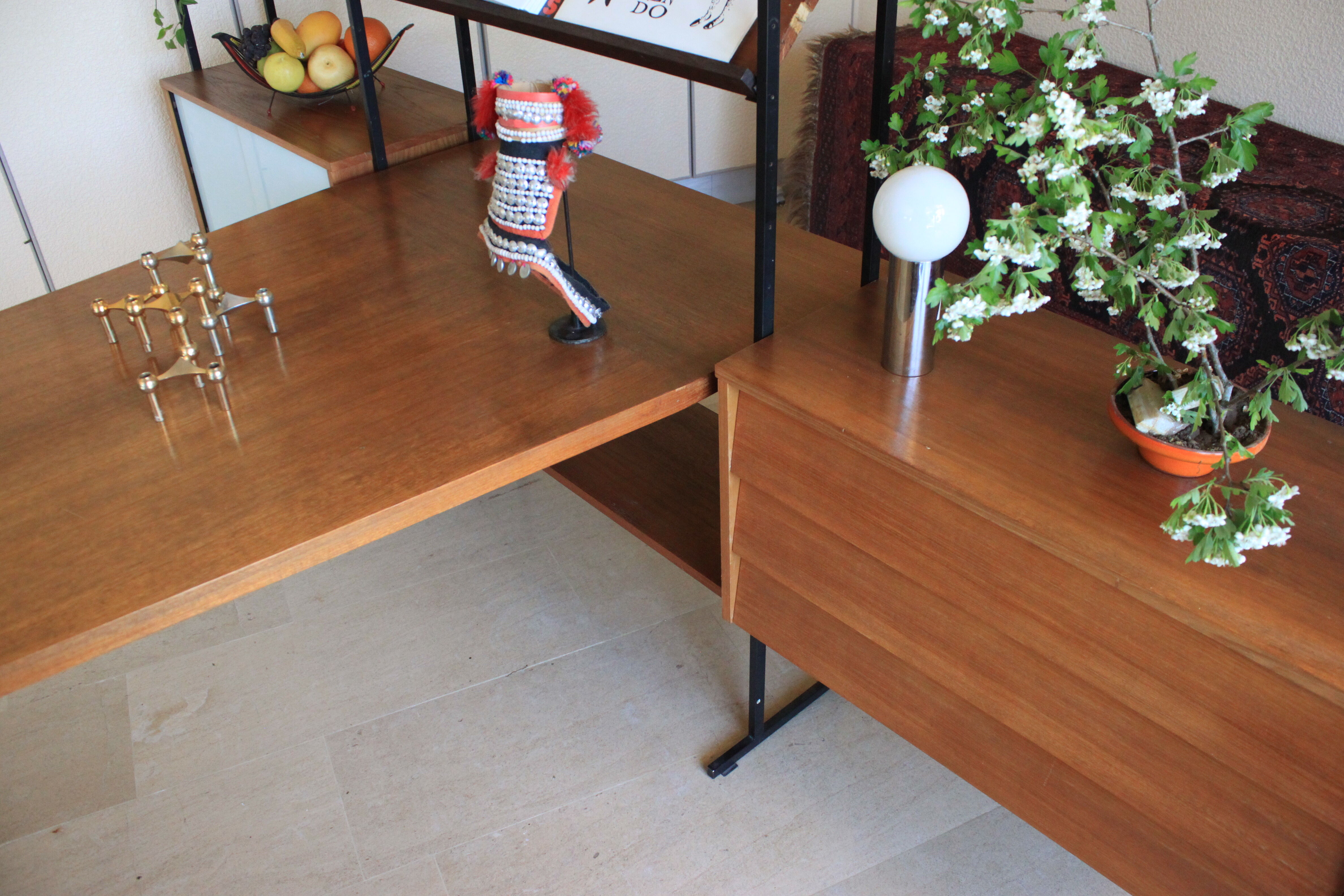 Huge shelf library Swedish desk teak, string.