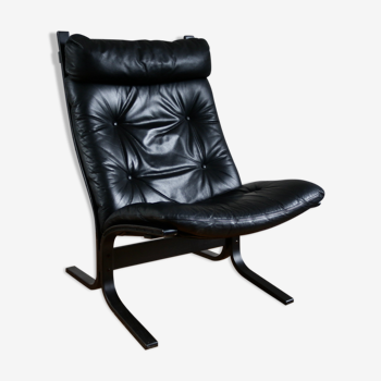 Vintage Scandinavian leather armchair Siesta Ingmar Relling 1970