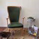 Fauteuil anglais cuir vert bouteille