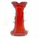 Shark fin vase, mid-century modern, red glass, Poland, 1970s