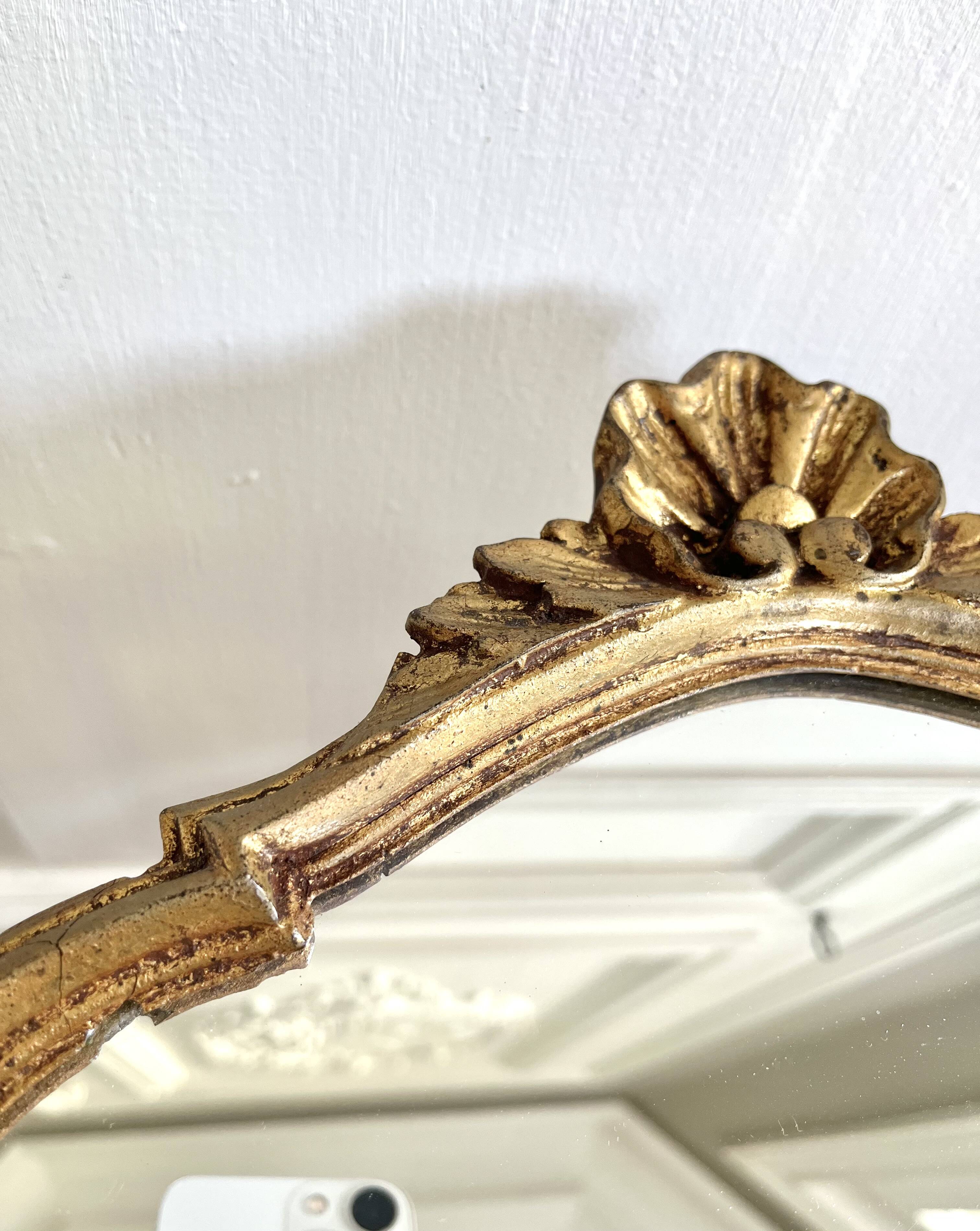Miroir rocaille style Louis XV doré , 50 x 31 cm