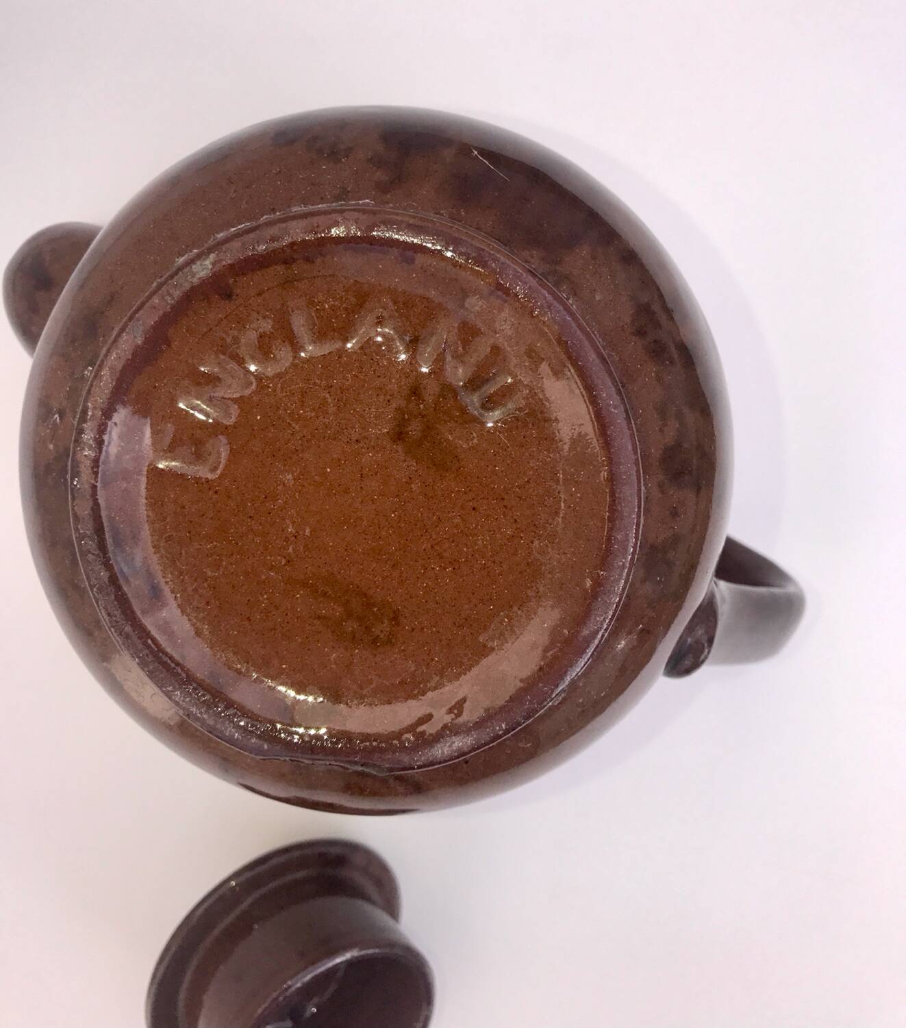 A brown England teapot