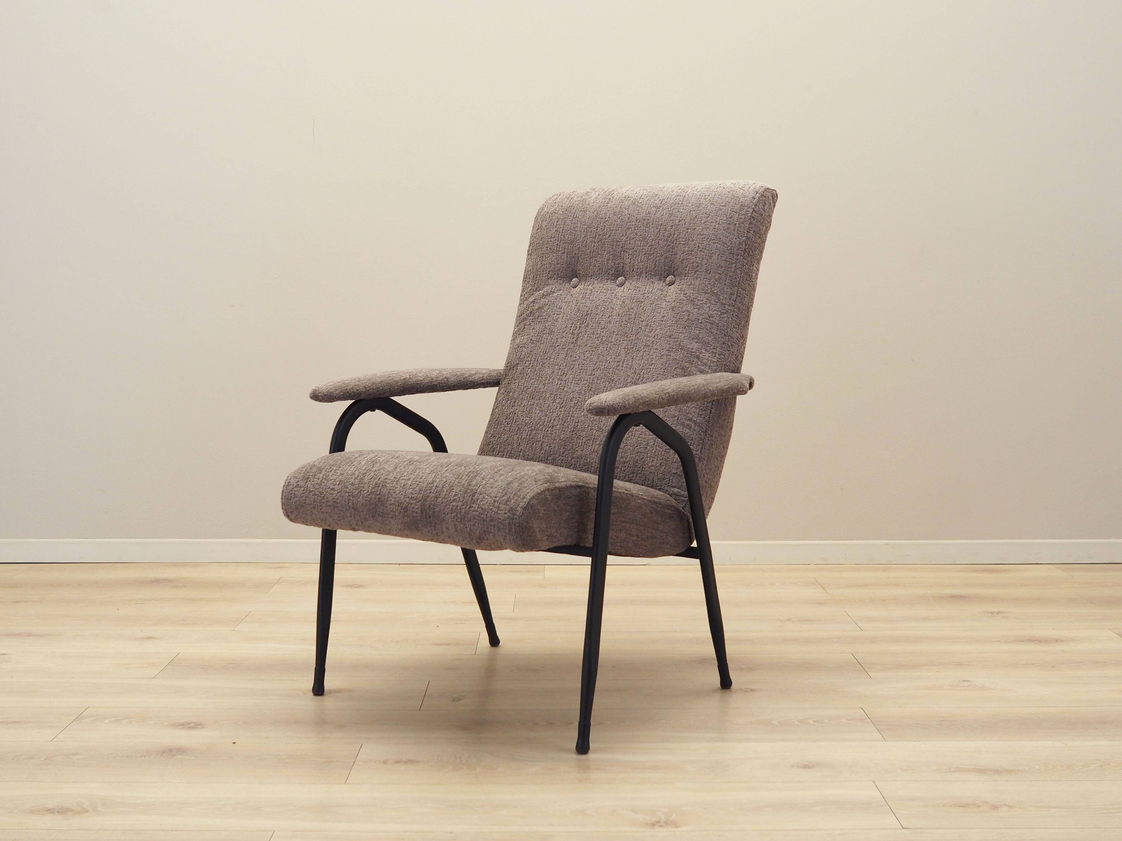 Grey armchair, Italian design, 1970s, production: Italy