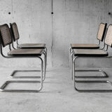 Set of 4 black cesca B32 chairs by Marcel Breuer