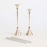 Pair of candlesticks | Steel and brass | Postmodern 1980s