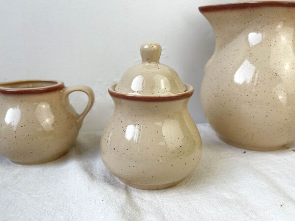 Service à café en grès moucheté mid century XXème