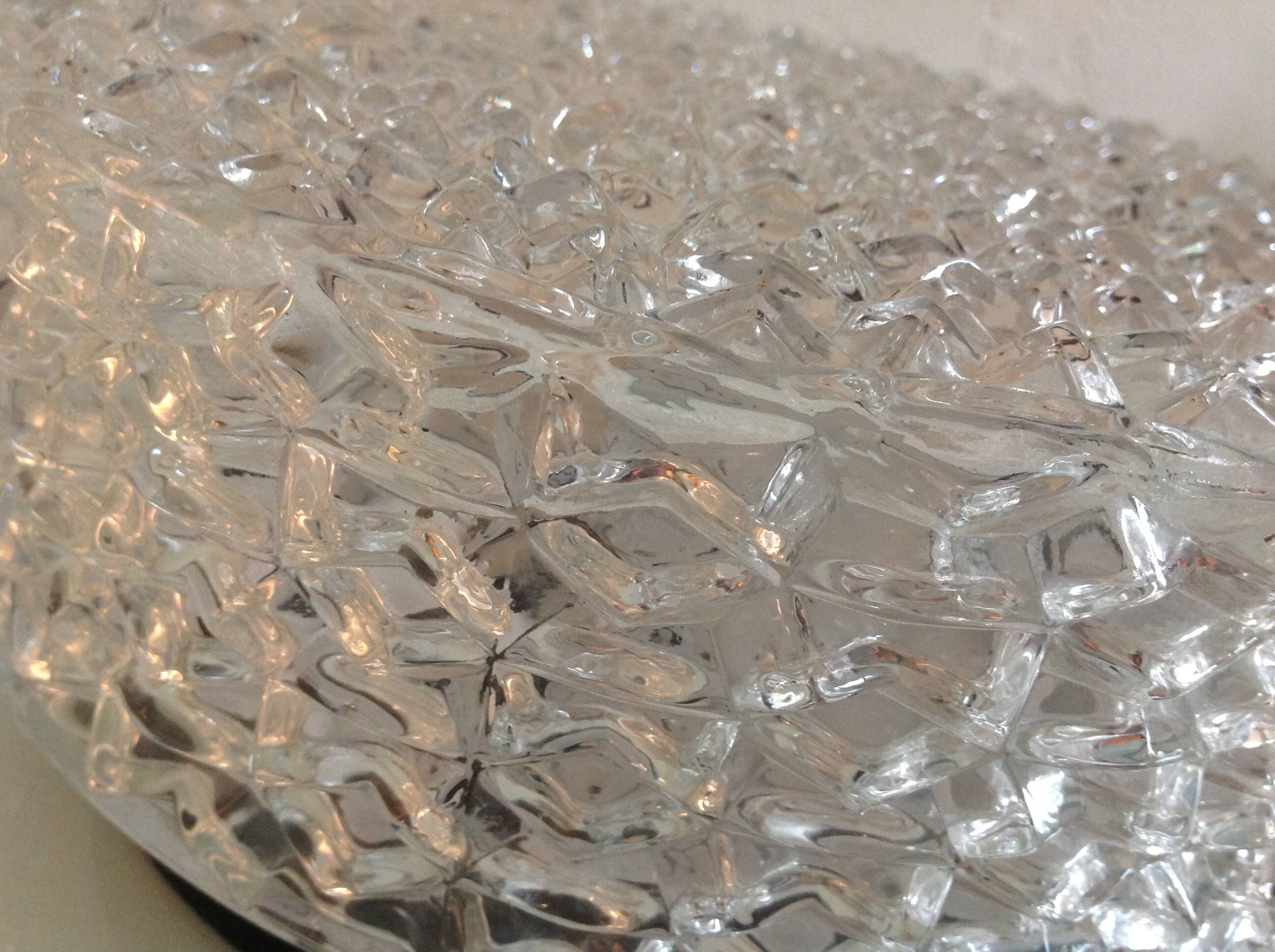 Plafonnier rond en verre pointes de diamants par RZB Leuchten / vintage années 60-70