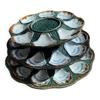 Rare 19th Century French Majolica Longchamp Oyster Service