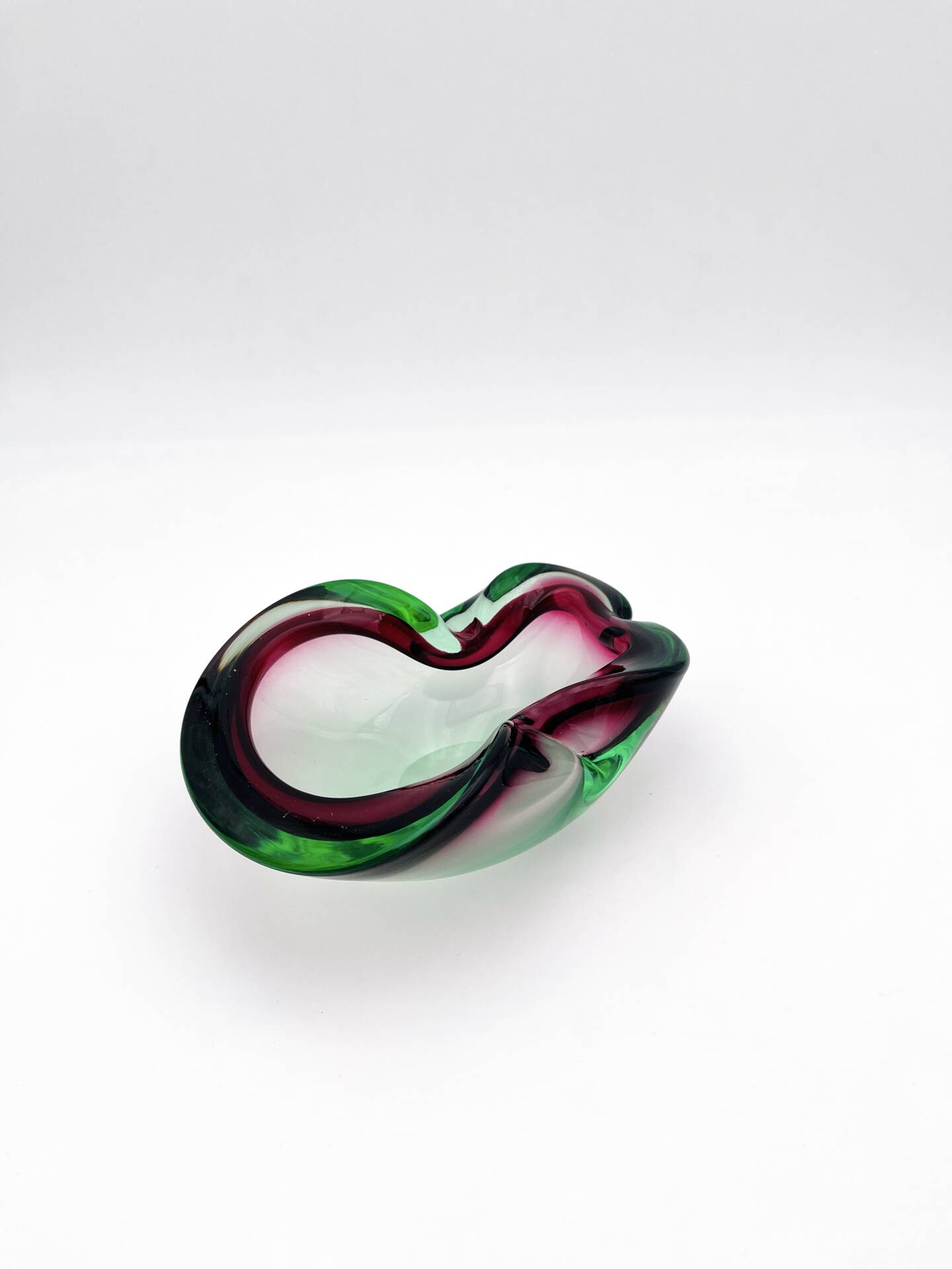 Flavio Poli Seguso Sommerso Green Magenta Ashtray 17.5cm 962g