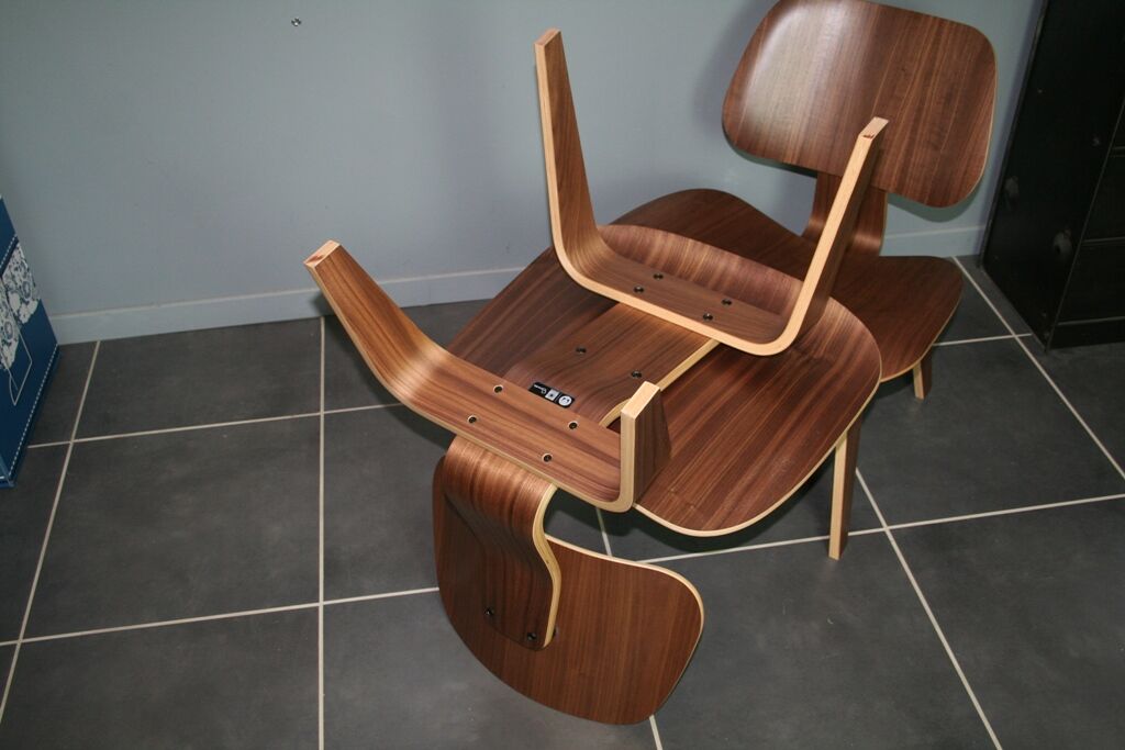 Chaise siège eames LCW walnut herman miller noyer
