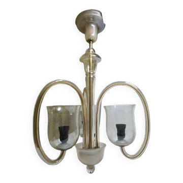 Chandelier en verre de style Art Déco, ancienne Tchécoslovaquie, années 1930