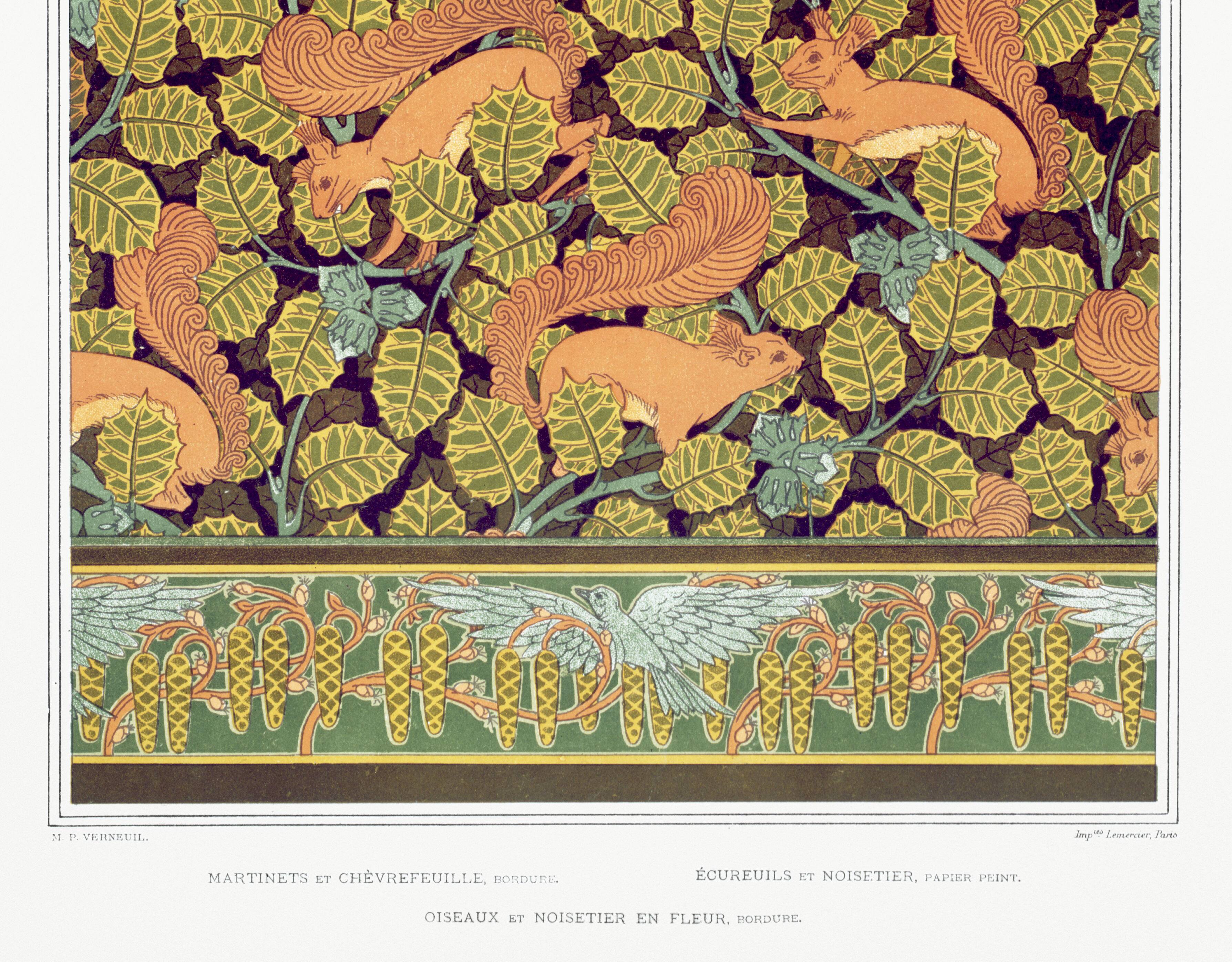 Poster “Squirrels and Hazel Tree”, after an Art Nouveau lithograph