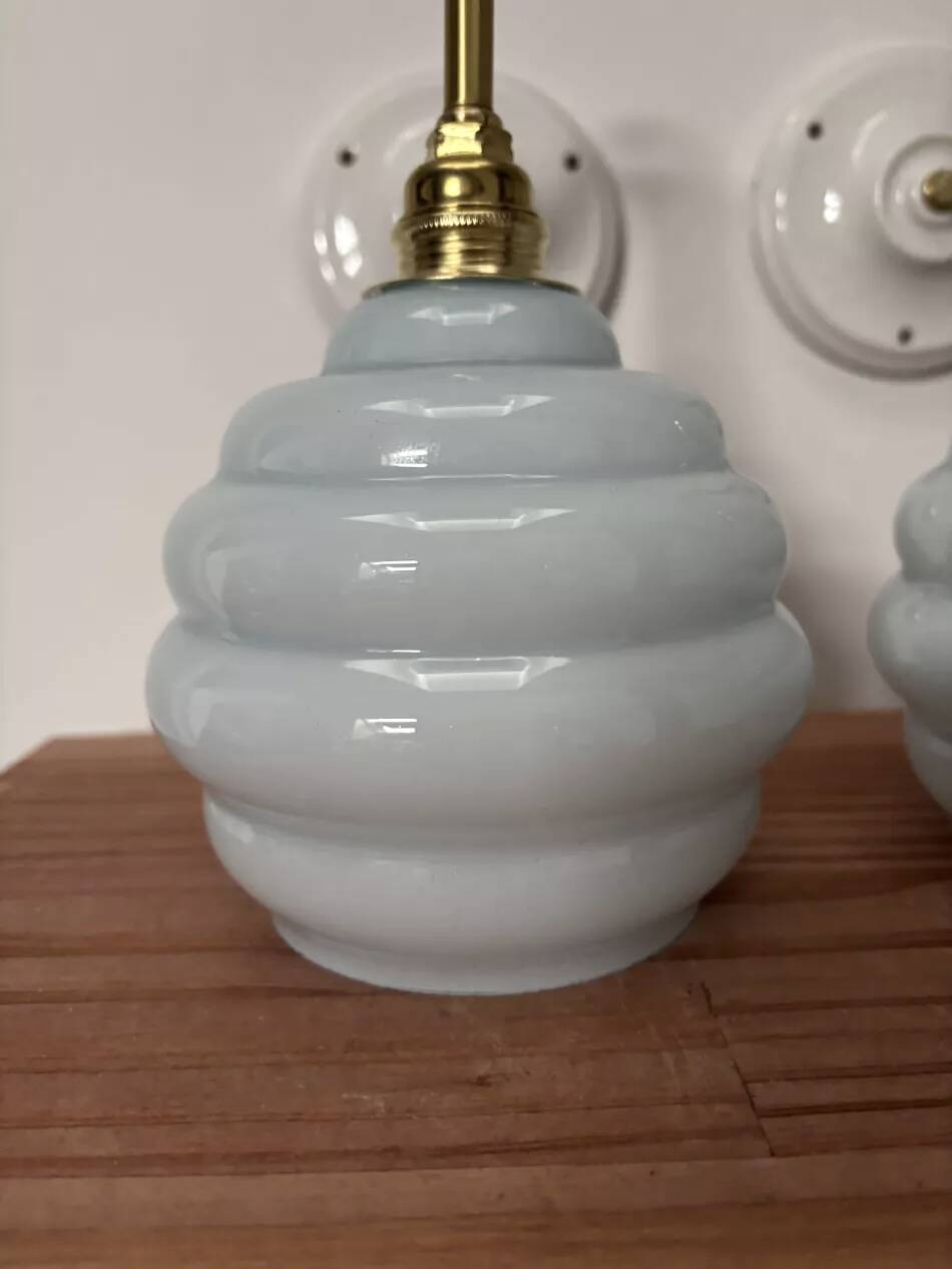 Pair of blue swan neck wall lights