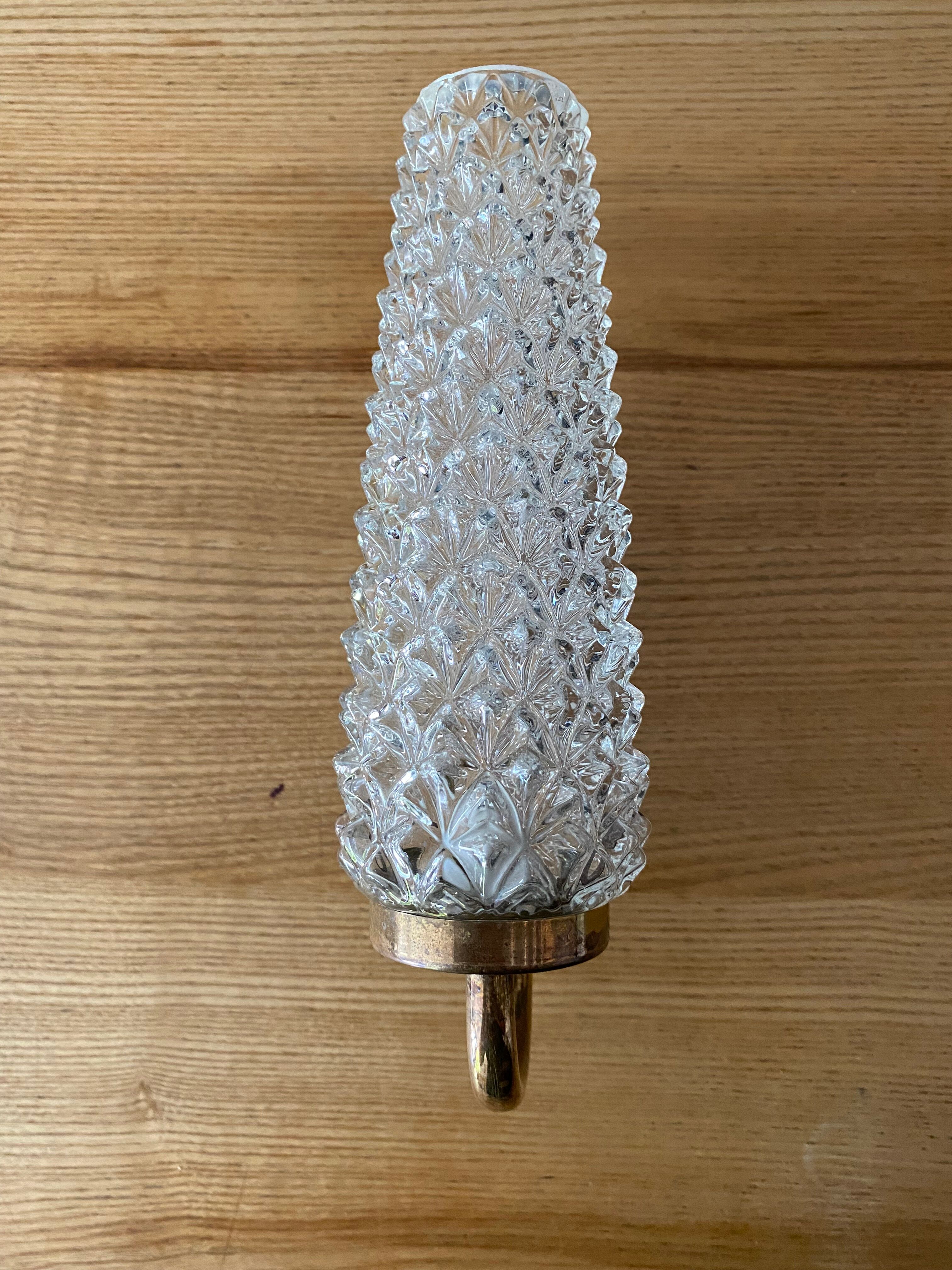 Brass and chiseled glass wall light