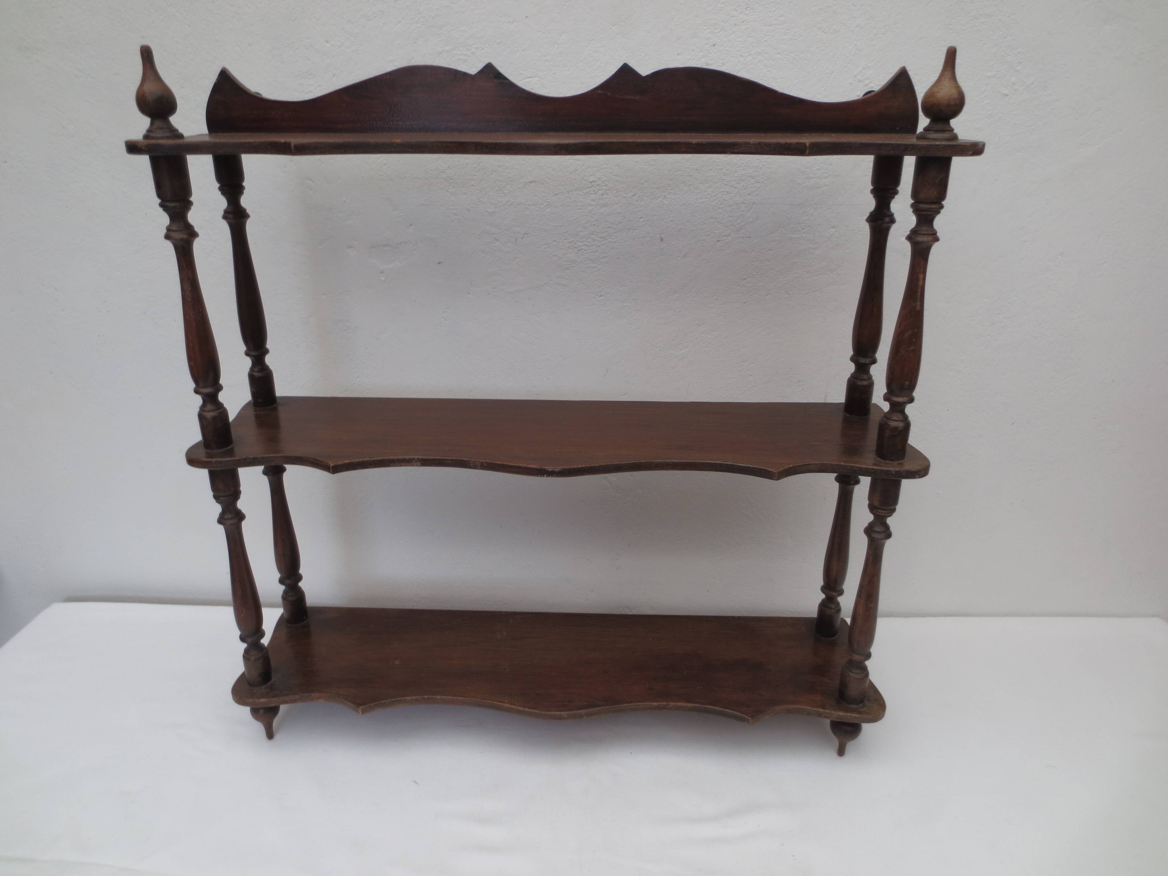 Old turned wood shelf, walnut color