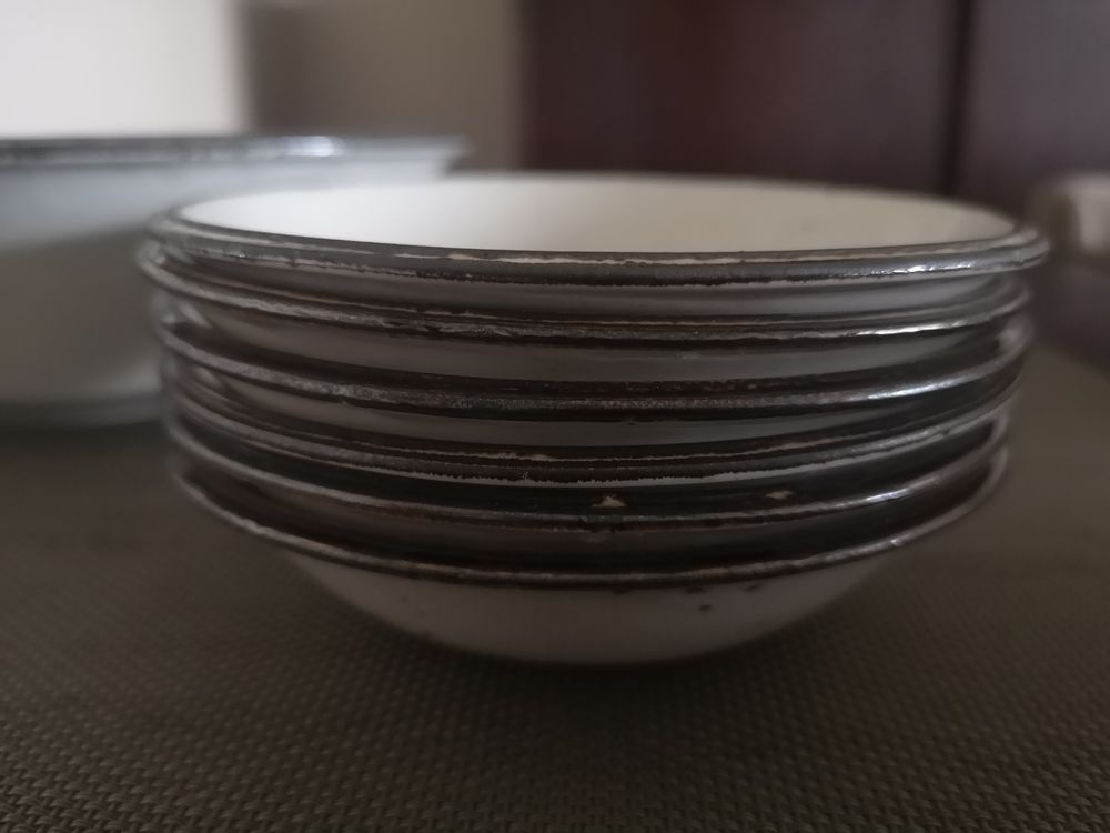 English speckled ceramic dessert set (main course and ramekins) Johnson Brothers - 1970s