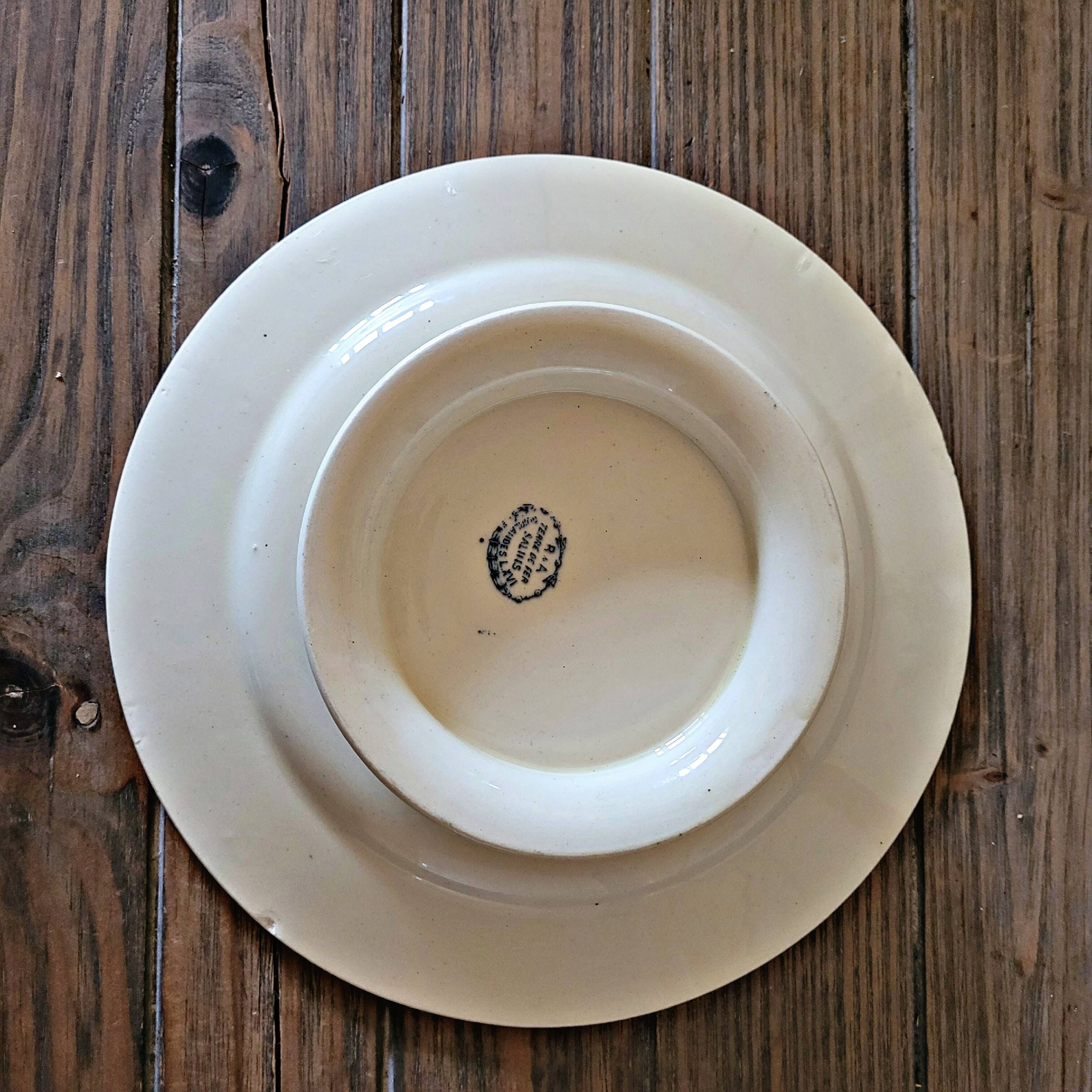 Vintage Salins iron earth compote dish with Louis XVI garlands