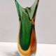 Vintage Green and Orange Sommerso Murano Glass Vase by Flavio Poli, Italy