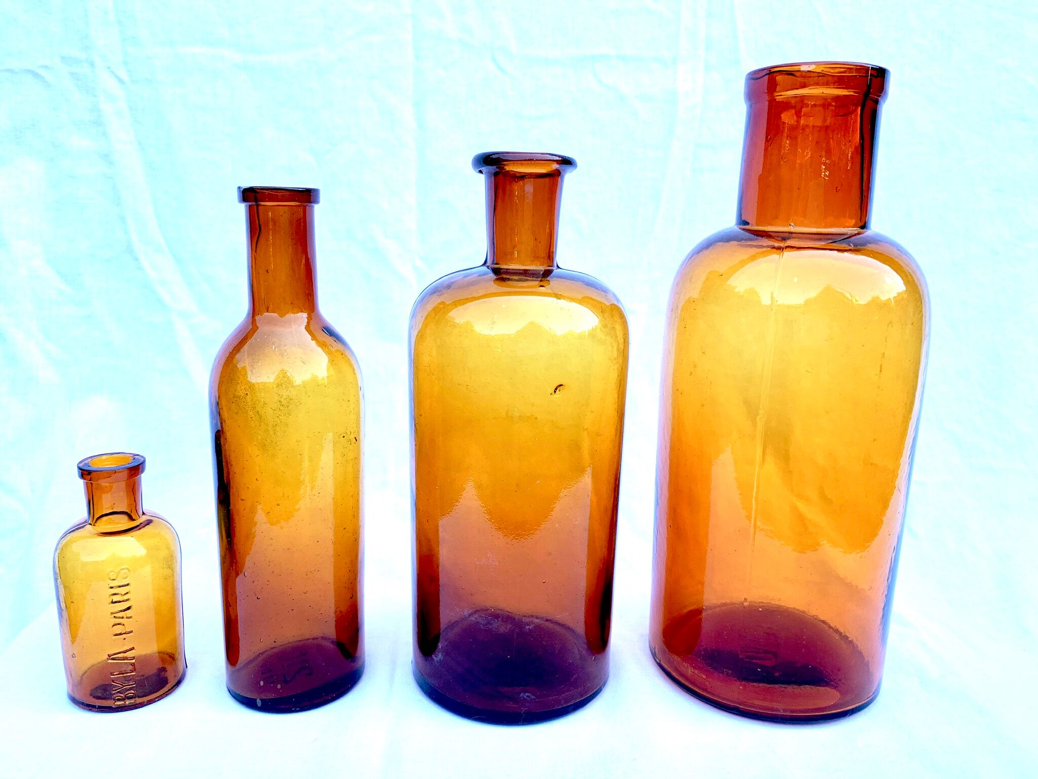Amber apothecary bottles