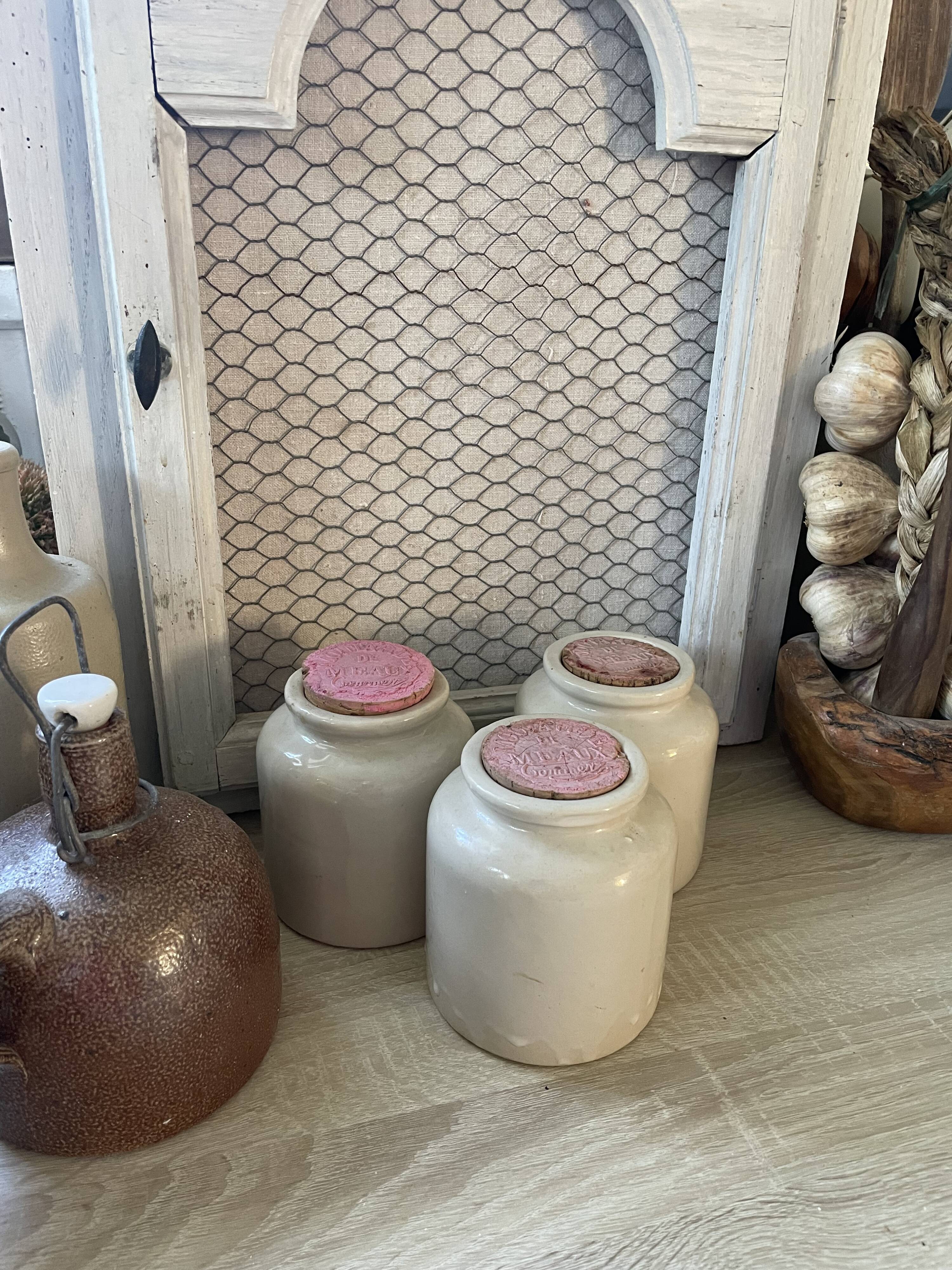 Lot de 3 bocaux en grès vintage