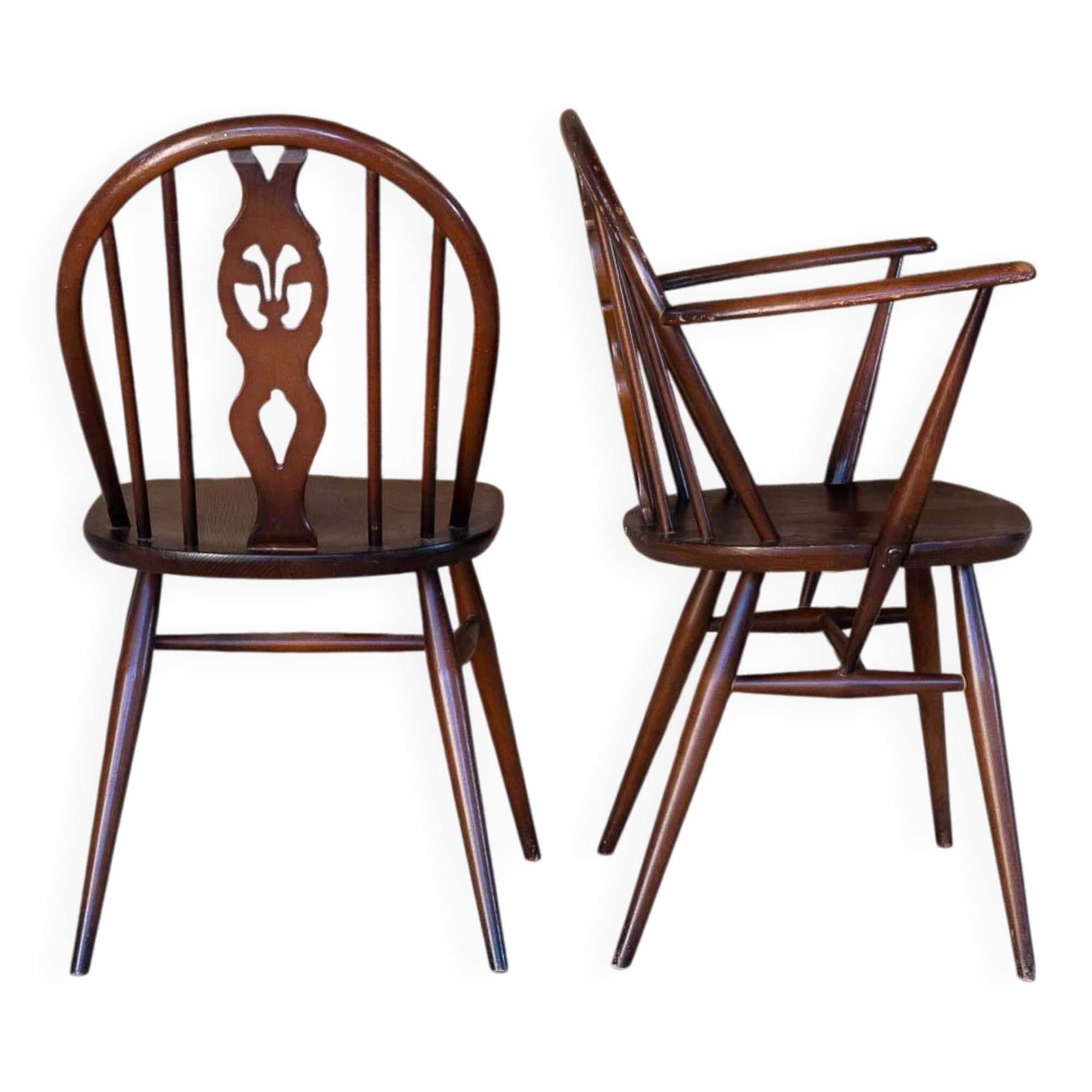 🏡✨ SUPERB SET OF CHAIRS & ARMCHAIRS IN WOOD – ENGLISH ERCOL ✨🏡