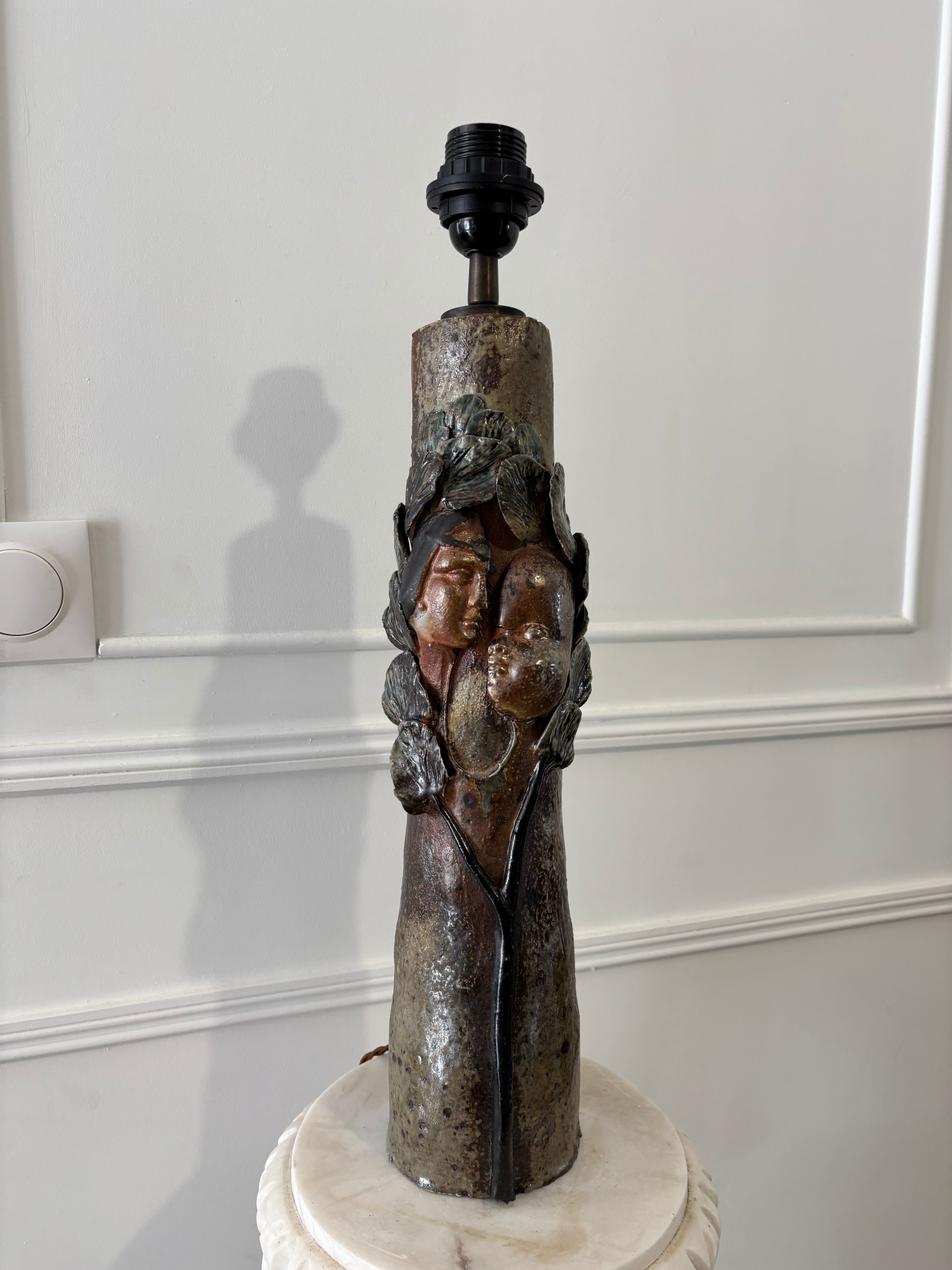 Ceramic lamp base signed Alain GIREL – H. 52 cm