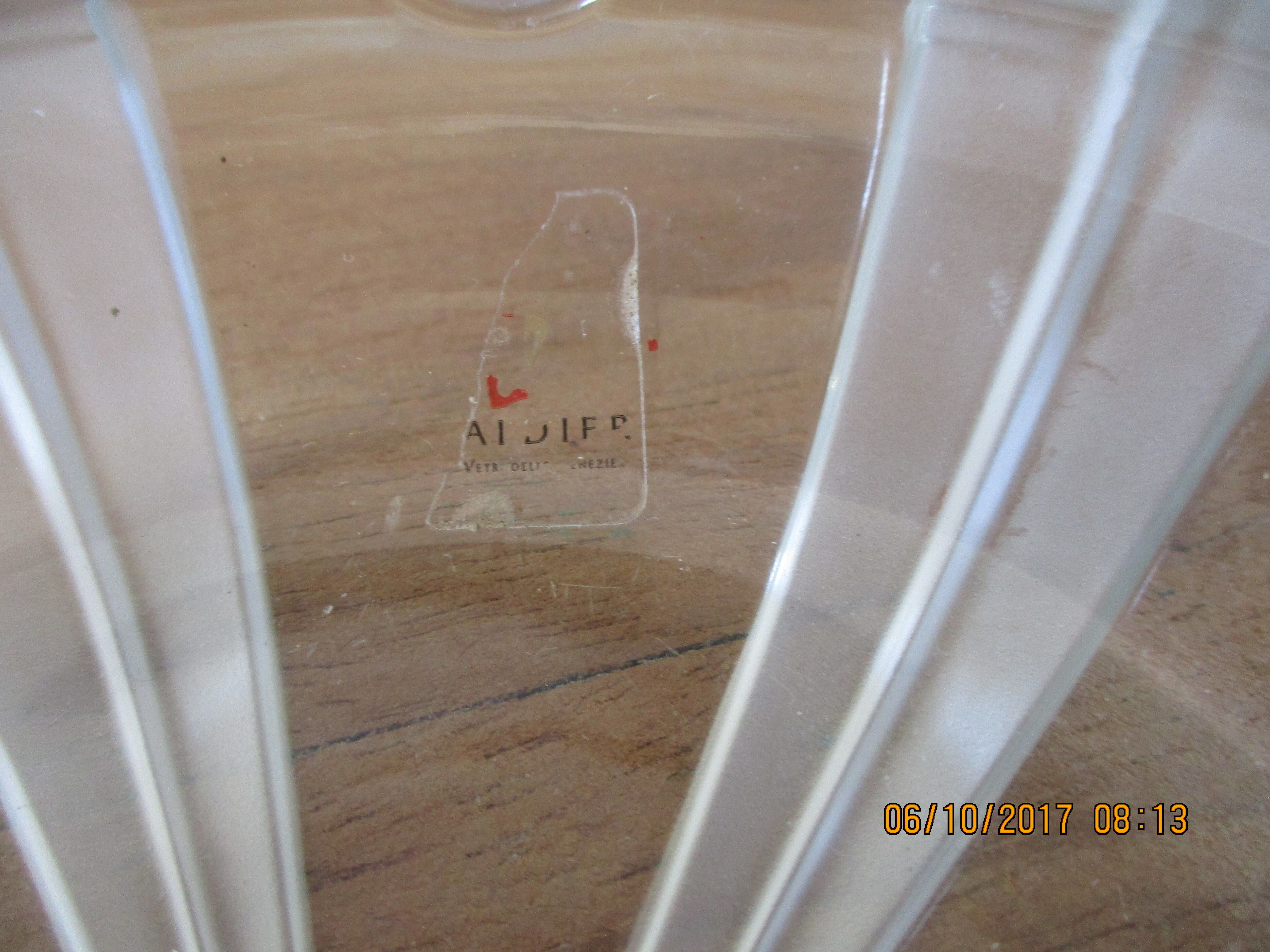 Empty pocket in Veneto glass signed years