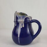 Stoneware (ceramic) pitcher Puisaye signed Pointu