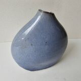 Free-form blue glazed ceramic vase - Height 17cm