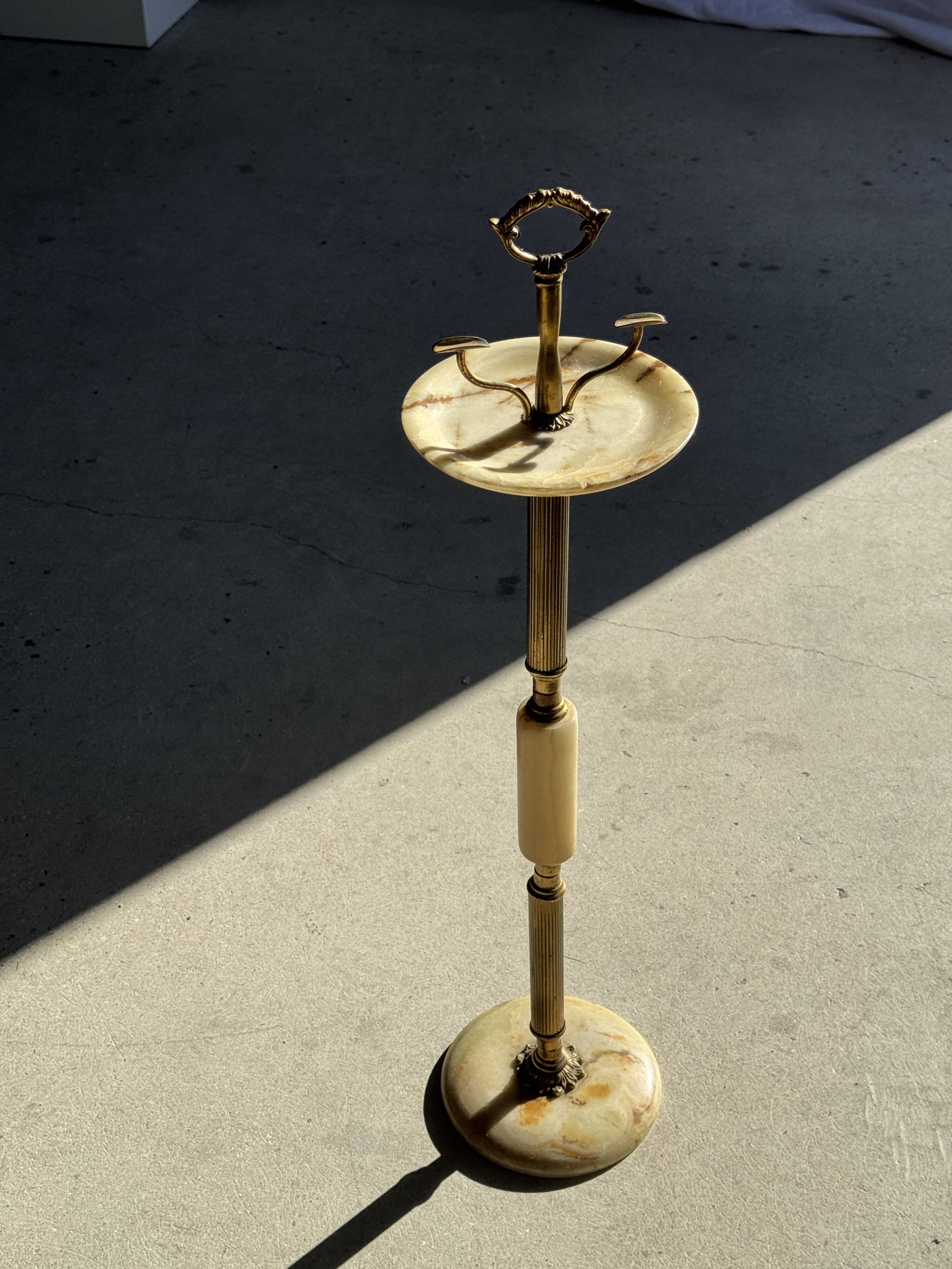 Marble and brass standing ashtray H74 D17
