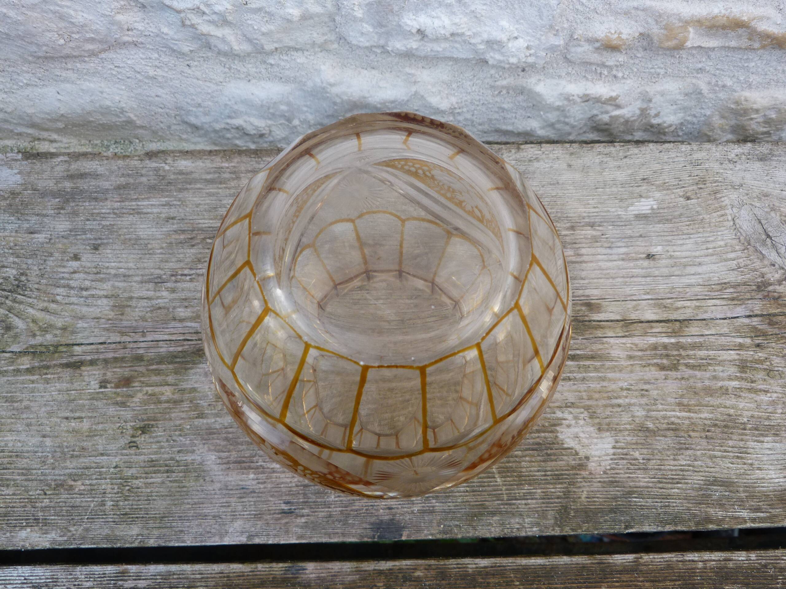 Antique two-coloured cut crystal vase from Lorraine.