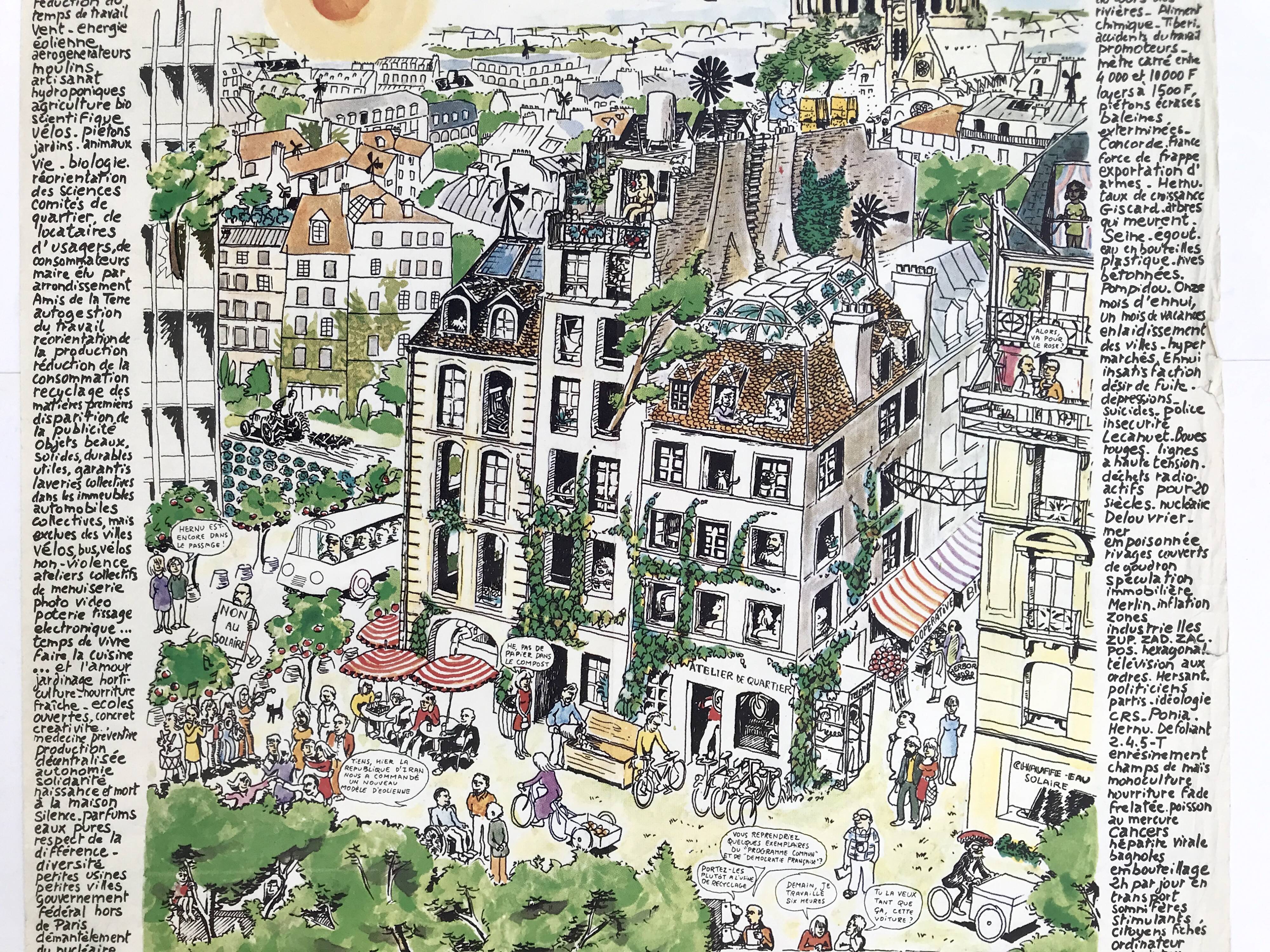 Poster of ecologist candidates René DUMONT / Brice LALONDE with Friends of the Earth in Paris 1976