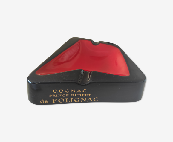 Cendrier noir et rouge cognac prince Hubert de Polignac