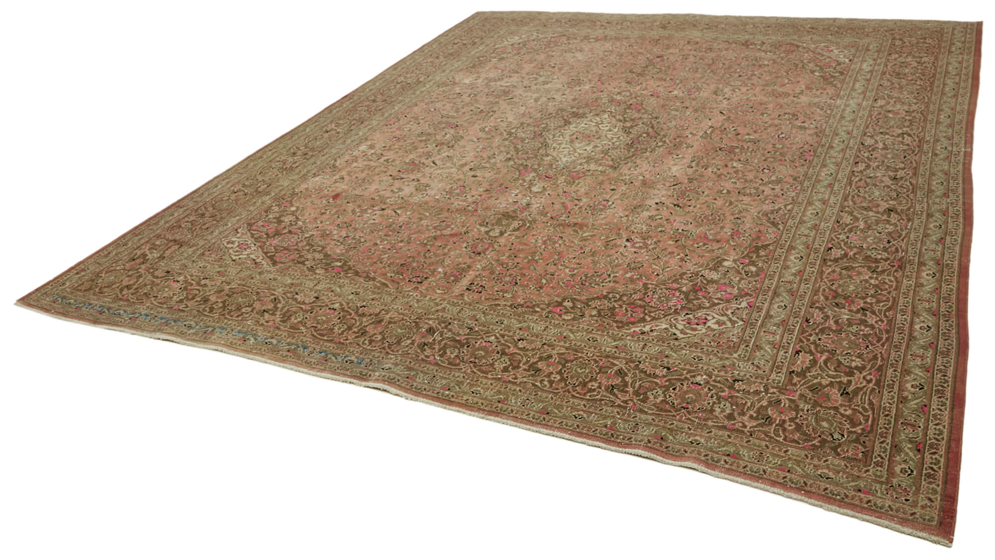 Handmade Oriental Unique 1980s 290 cm x 370 cm Beige Wool Carpet