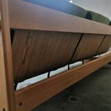 Scandinavian velvet and wood sofa