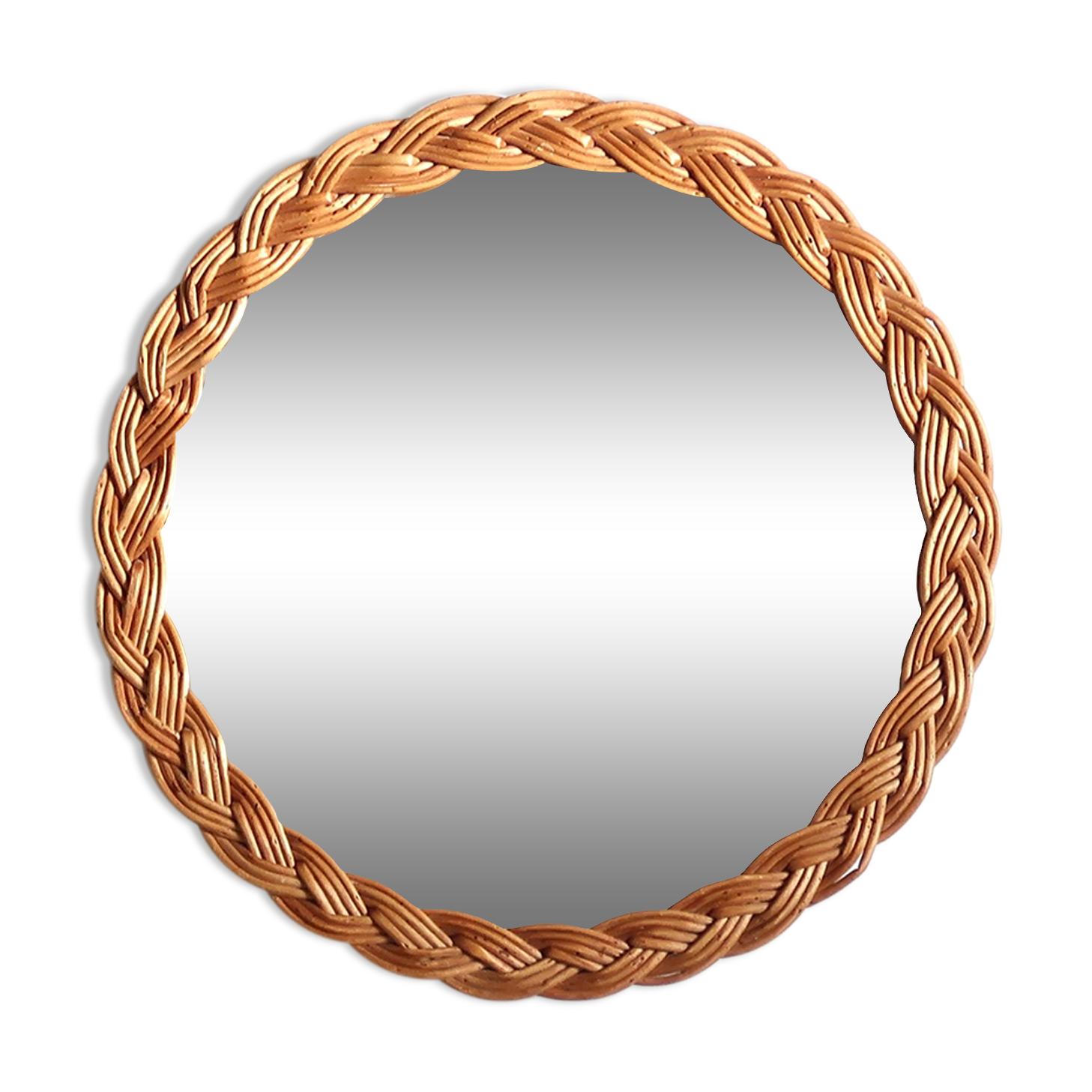 Round wicker mirror, 50s