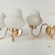 Pair of 60s brass and opaline sconces