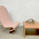 Vintage Italian travertine marble coffee table 'pink chique'