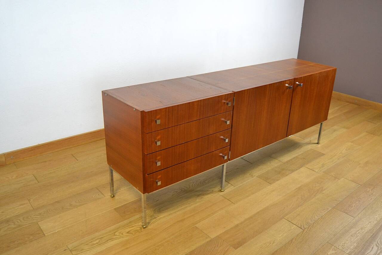 Mahogany Enfilade & Chrome Legs by Luigi Bartolini Vintage 1960