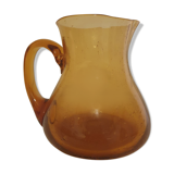 Large pitcher bubbled glass amber
