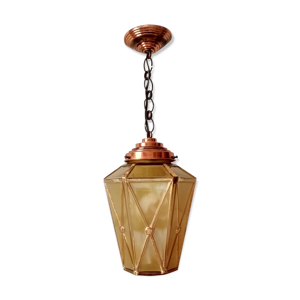 Lanterne en verre jaune