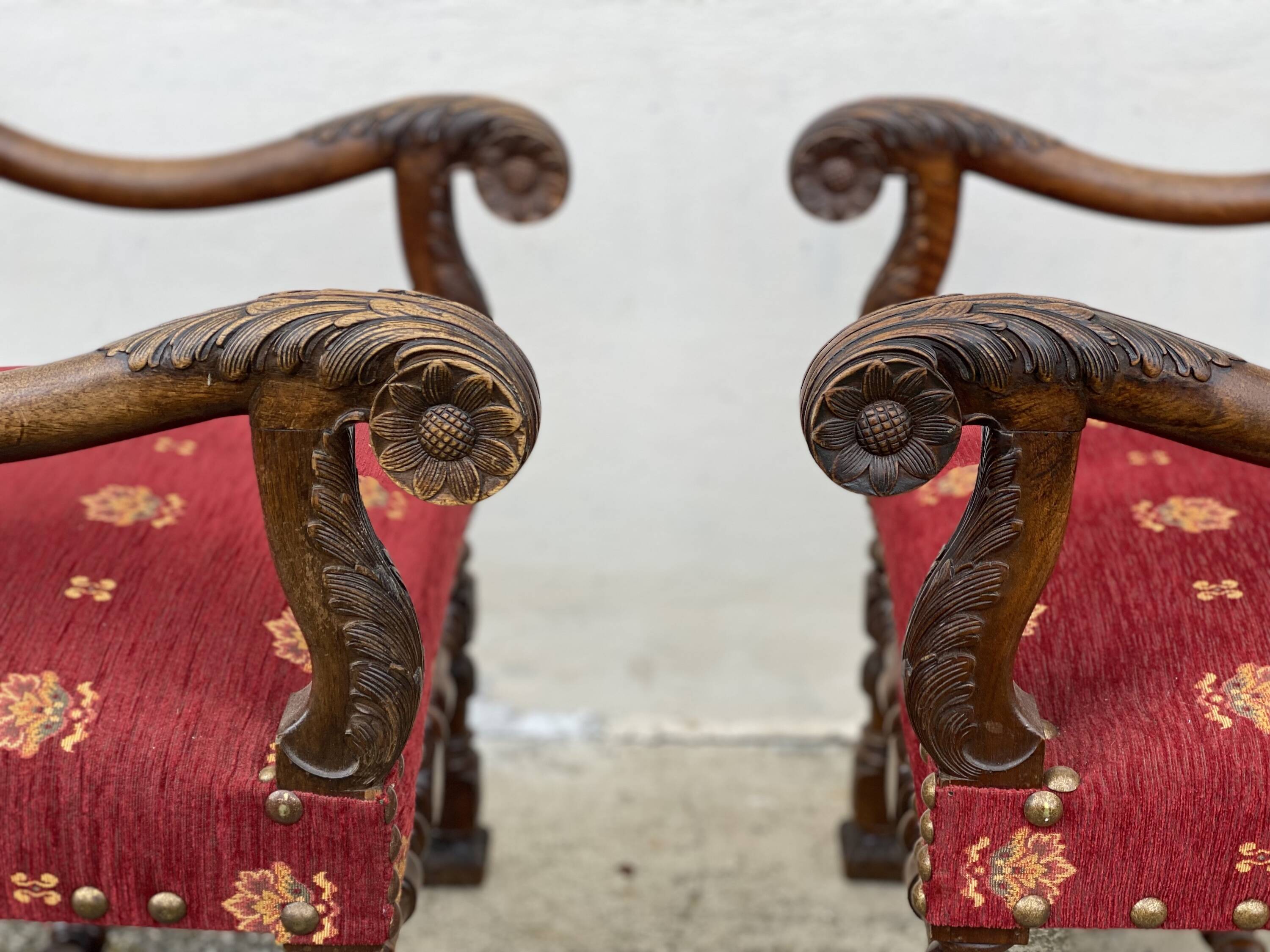 Living room (carved chairs and armchairs) in Louis XIII style